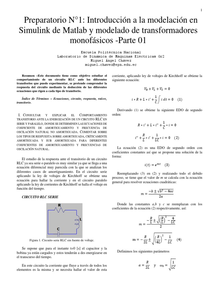 Introducción A La Modelación en Simulink de Matlab y Modelado de