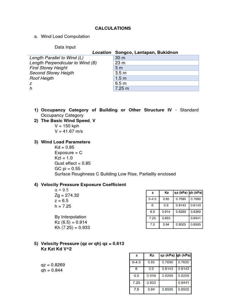 Wind and Seismic Load Calculations | PDF | Wound | Earthquakes