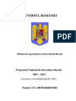 Programul National de Dezvoltare Rurala 2007 - 2013 - Versiunea Aprilie 2011