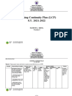 Learning Continuity Plan (LCP) S.Y. 2021-2022: Naneth L. Siena Teacher I
