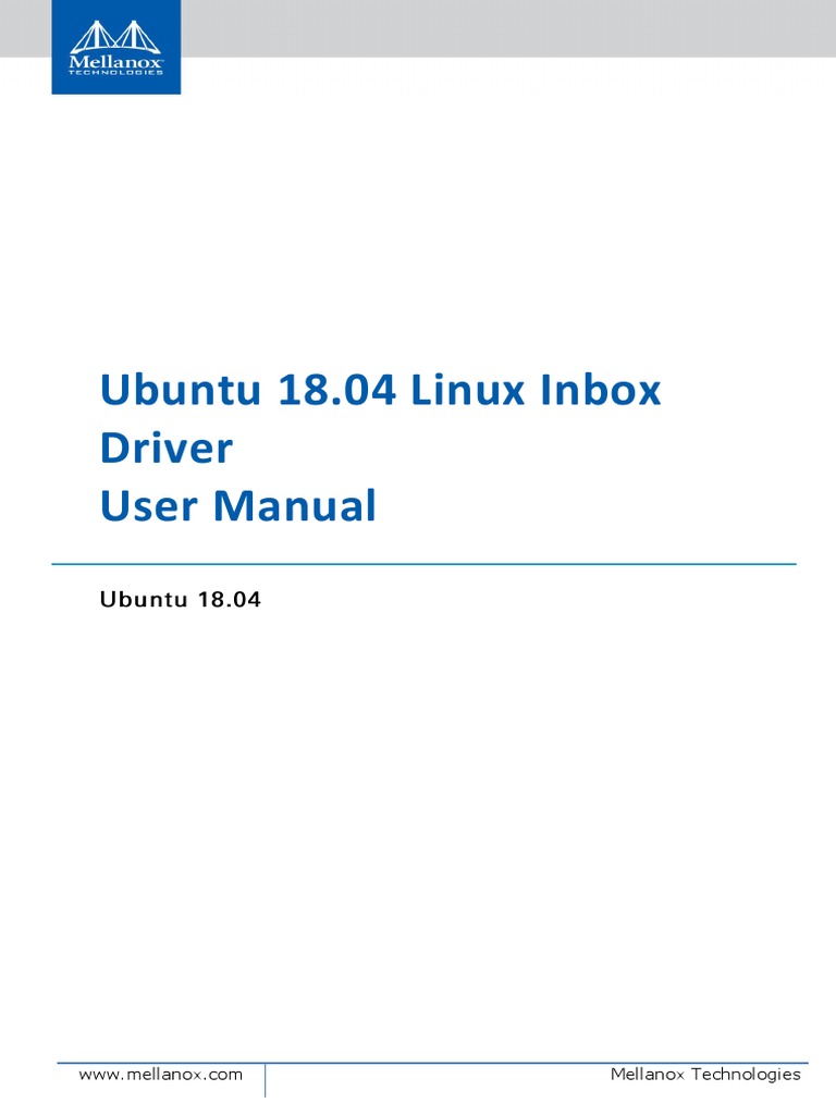 Ubuntu 18.04 Linux Inbox Driver User Manual Mellanox Technologies