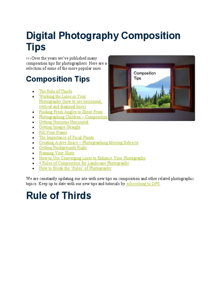 digital photography composition assignments