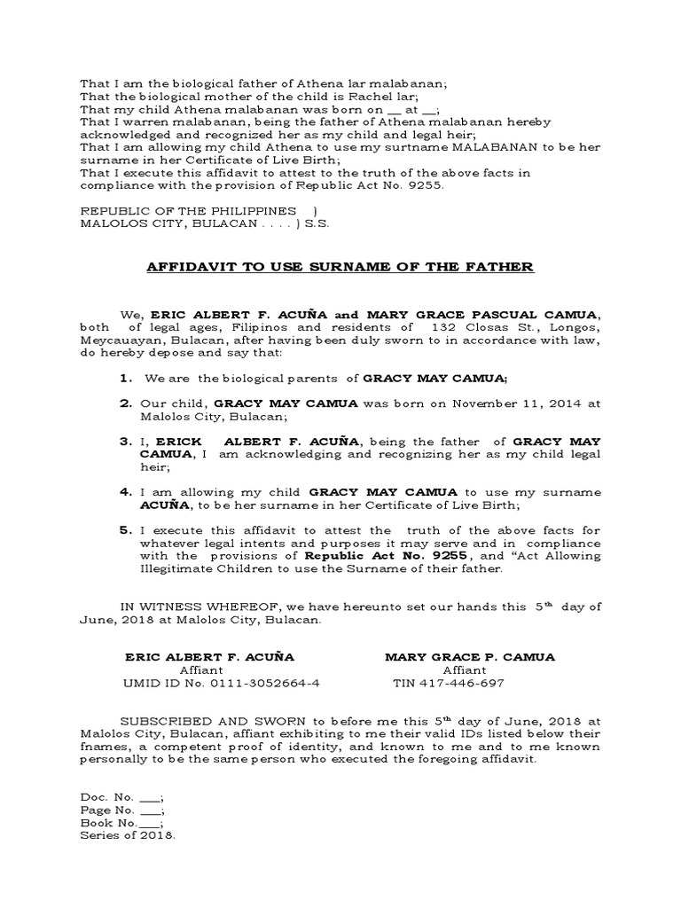 Affidavit of Acknowledgment of Paternity | PDF | Affidavit | Notary Public