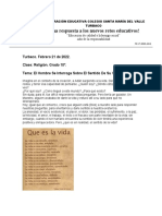 Clase # 2 Religion 10º El Ser Humano Se Interroga Sobre El Valor de Su Vida