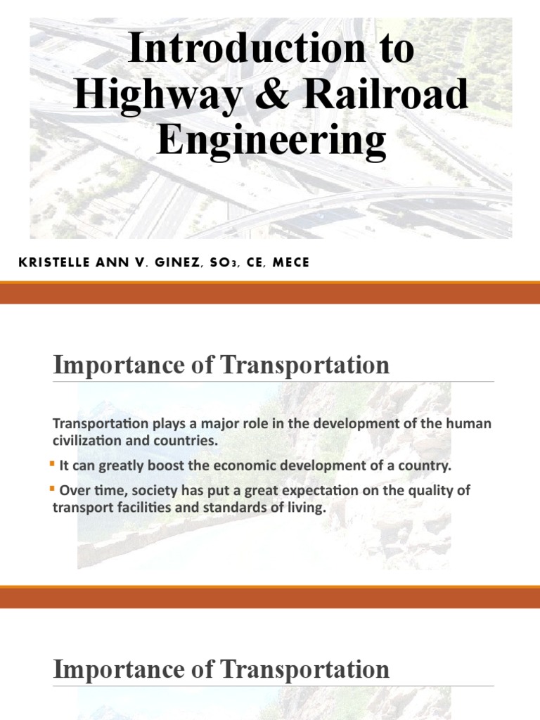 Highway and Railroad Engineering Overview | PDF | Transport | Road