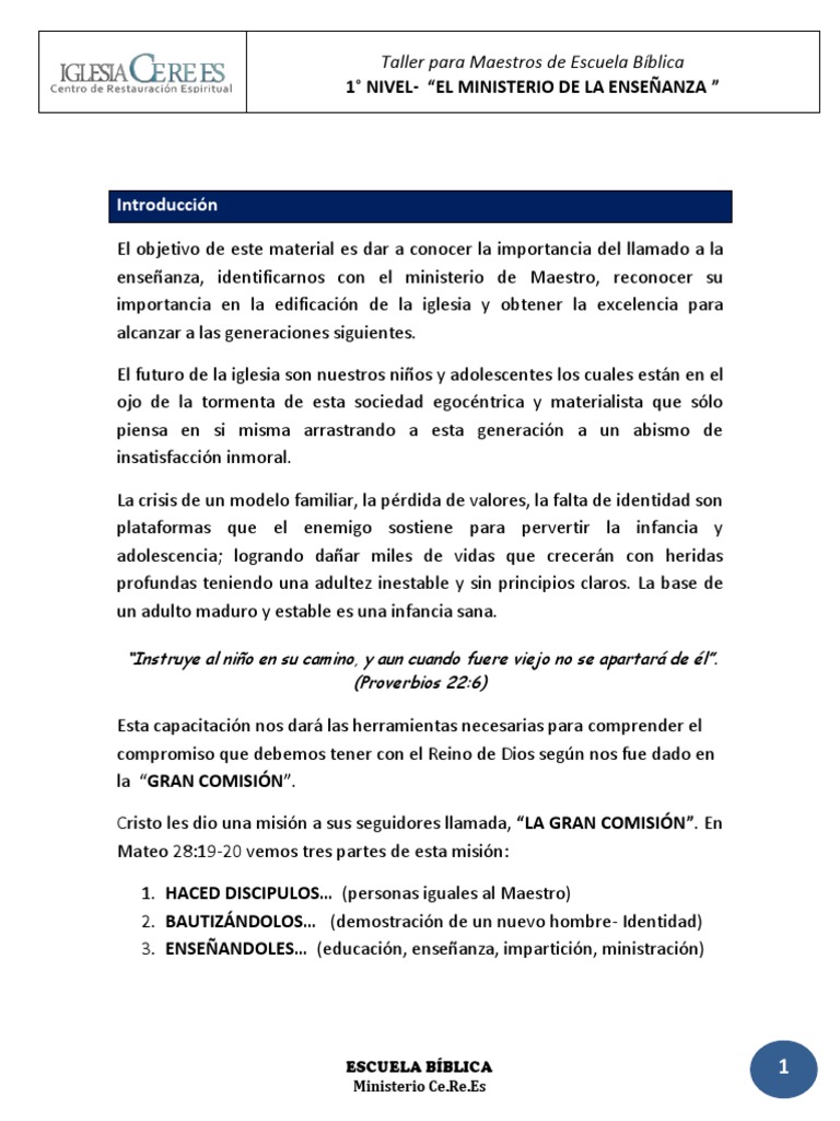 Capacitación para Maestros de Escuela Bíblica | PDF | Jesús | Biblia