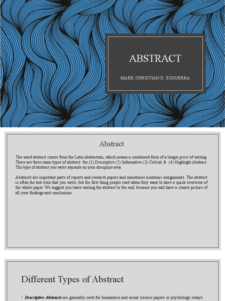 Types and Guidelines for Writing Abstracts | PDF | Abstract (Summary ...