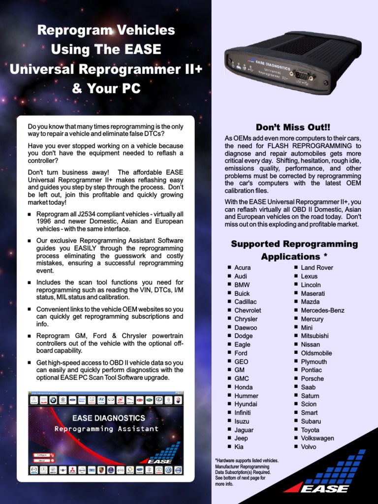 Reprogram Vehicles Using The EASE Universal Reprogrammer II+ & Your PC