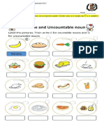 Uncontable and Countable Nouns Worksheet