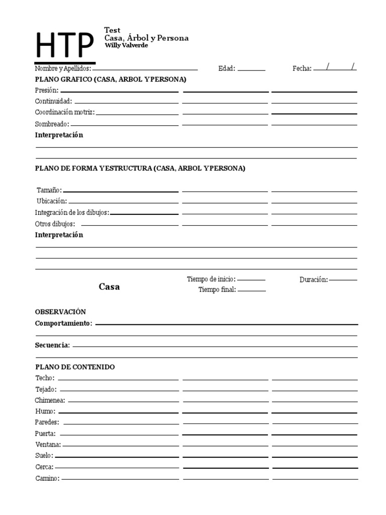 Protocolo del Test HTP: Casa, Árbol, Persona | PDF