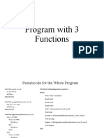 Pseudocode and Flowchart For Three Functions