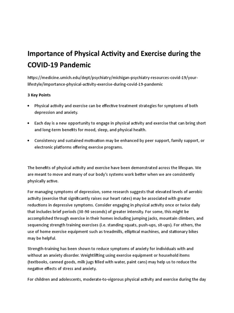 Physical Activity's Role in Pandemic Health | PDF | Strength Training ...