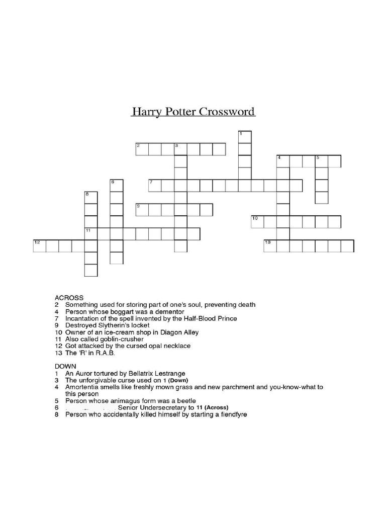 Harry Potter Crossword | PDF