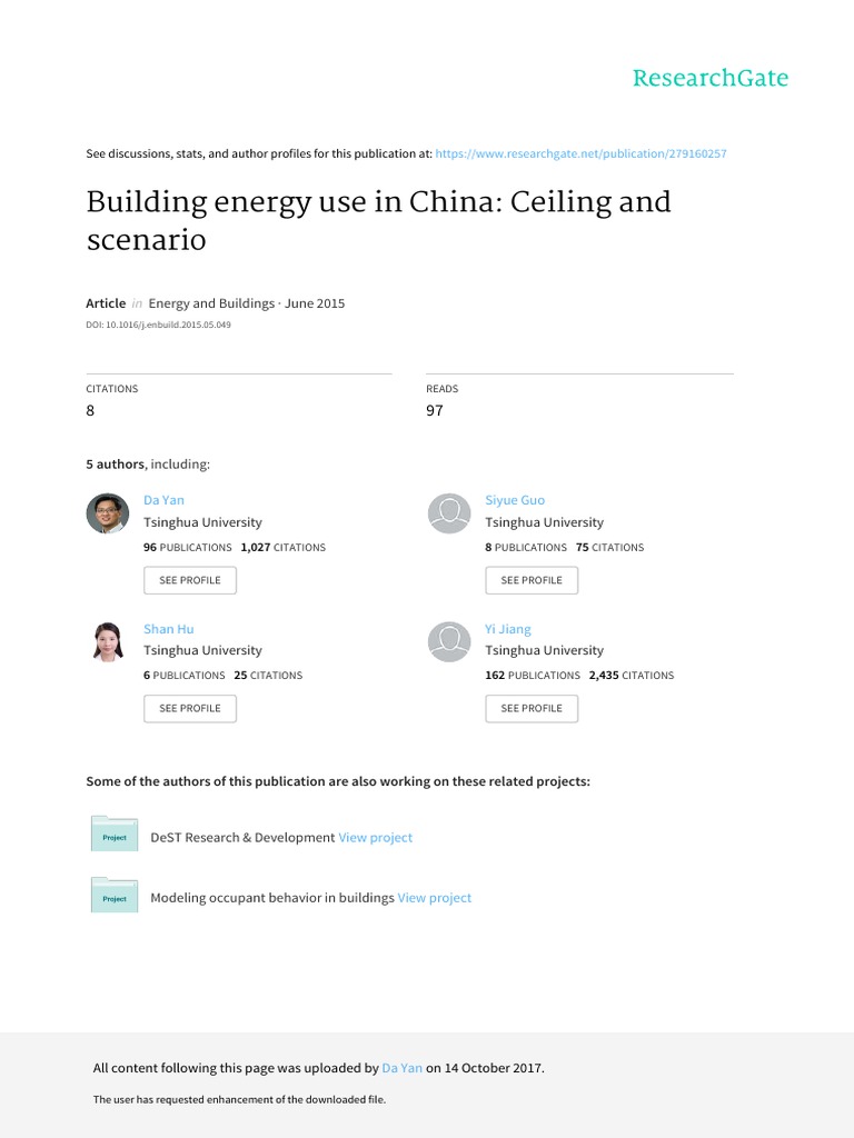 Building Energy Use in China: Ceiling and Scenario | PDF | Energy ...