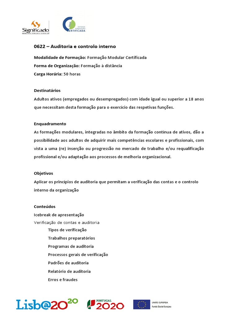 Auditoria e Controlo Interno 0622 | PDF