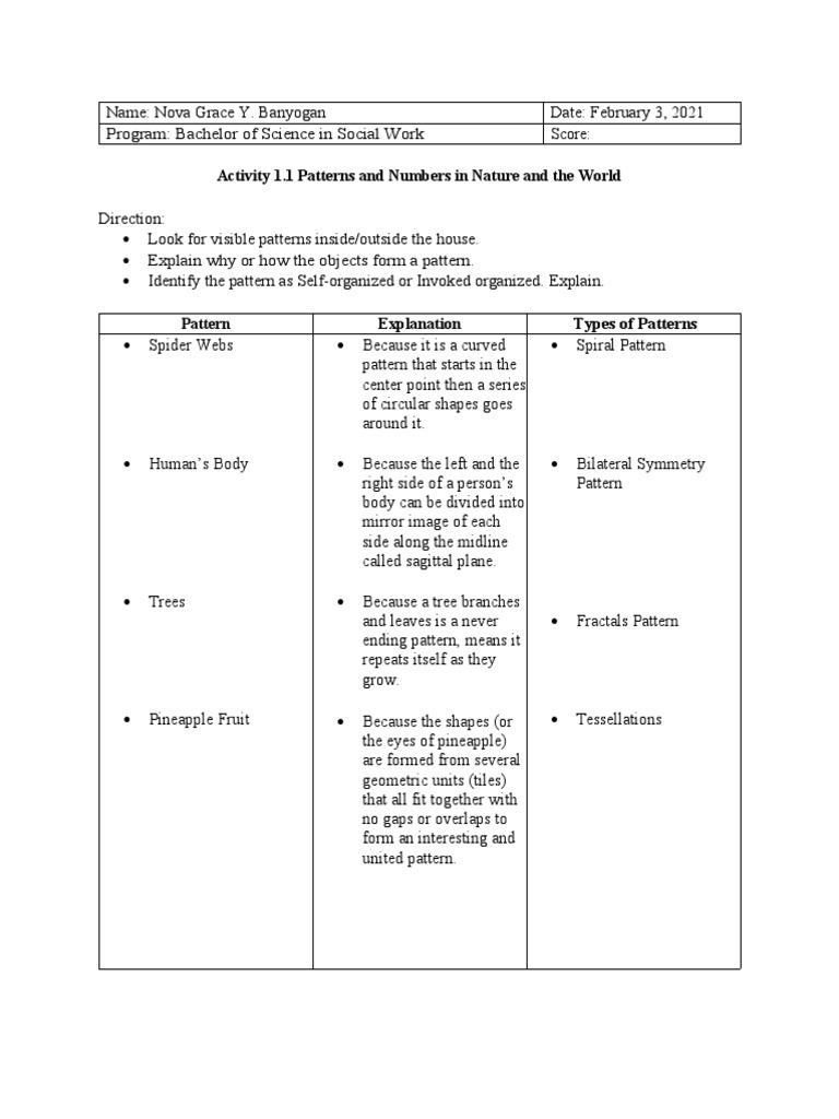 Patterns and Numbers in Nature Analysis | PDF
