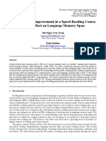 Reading Speed Improvement in A Speed Reading Course and Its Effect On Language Memory Span