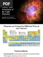 Bigbang Theory and The Formation of Light Elements