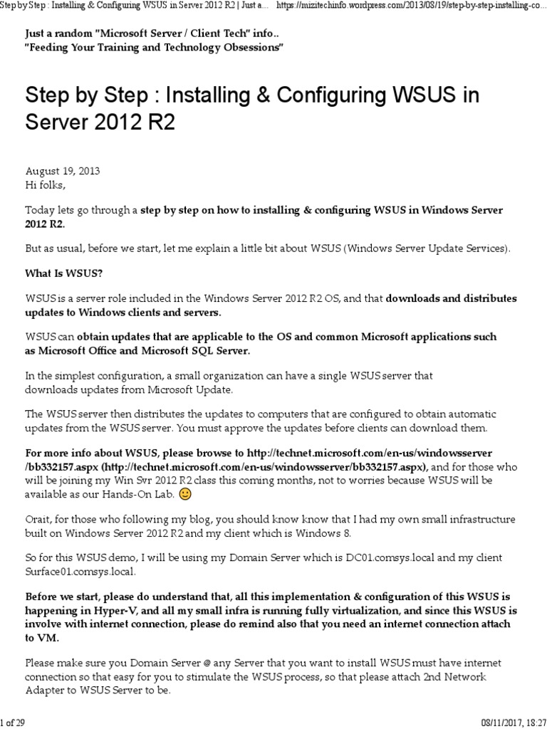 WSUS Installation Guide for Server 2012 R2 | PDF | Group Policy ...