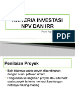 Kriteria Investasi NPV Irr
