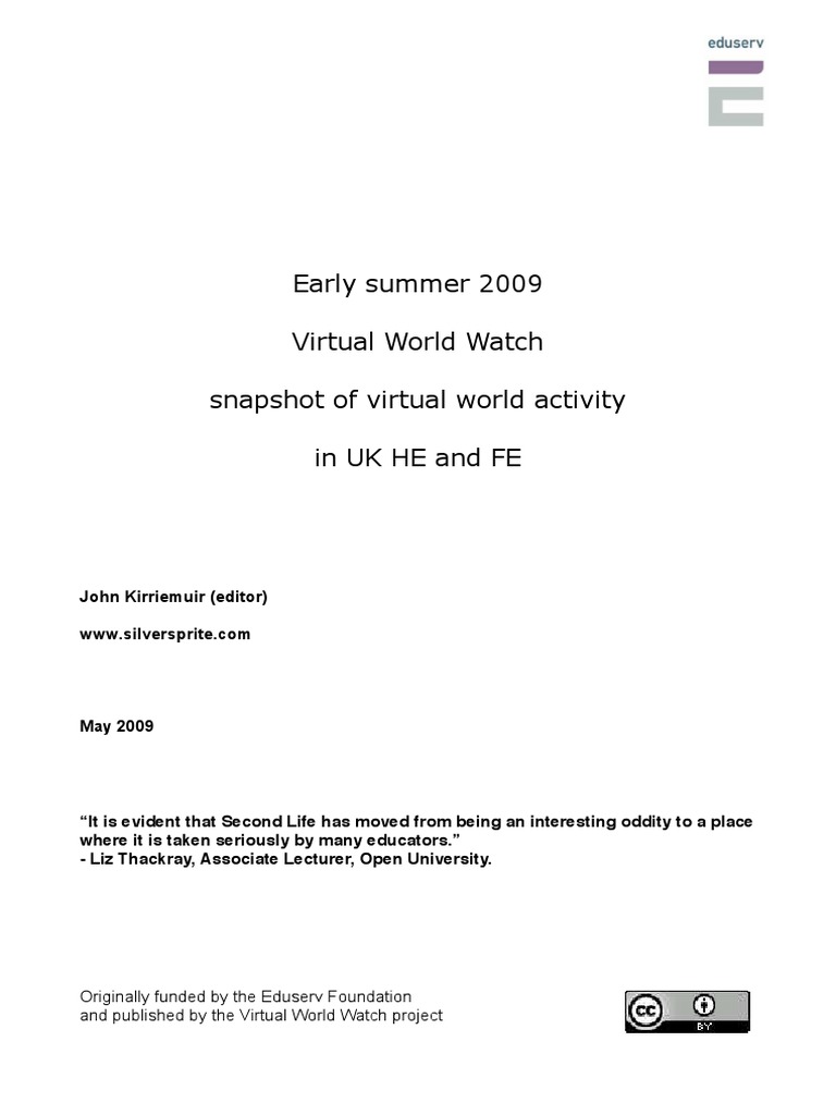 UK Higher Education Virtual Worlds 2009 | PDF | Second Life | Midwife