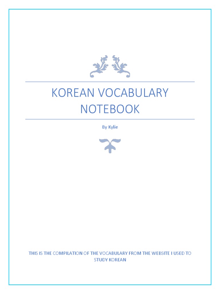 Korean Vocabulary Notebook by Kylie | PDF, image size:768x1024