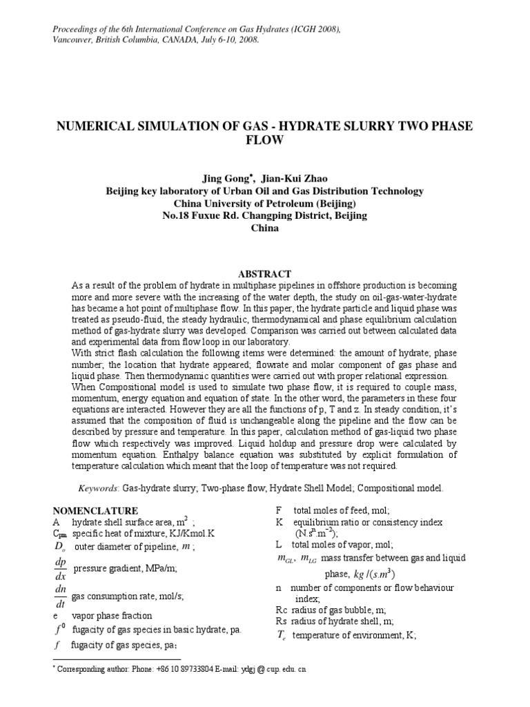 Gas-Hydrate Slurry Two-Phase Flow Simulation | PDF | Fluid Dynamics ...