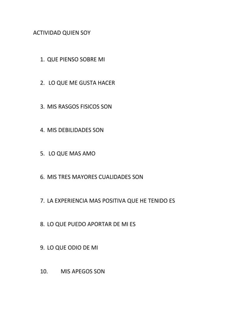 Actividad Quien Soy Pdf