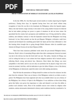 Individual Thought Paper: Rizal'S Annotation of Morga'S Sucesos de Las Islas Filipinas