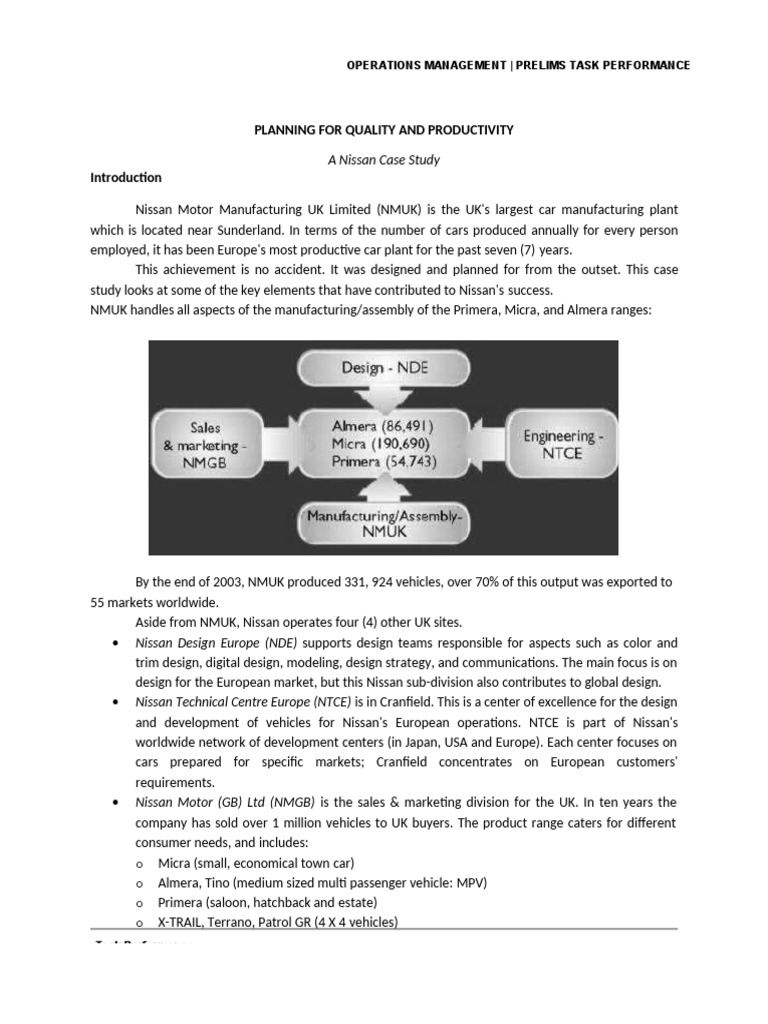 Nissan UK Operations Management Insights | PDF | Nissan | Economies