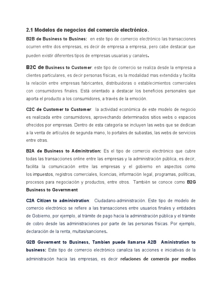 Modelos de Negocios en Comercio Electrónico | PDF | Comercio ...
