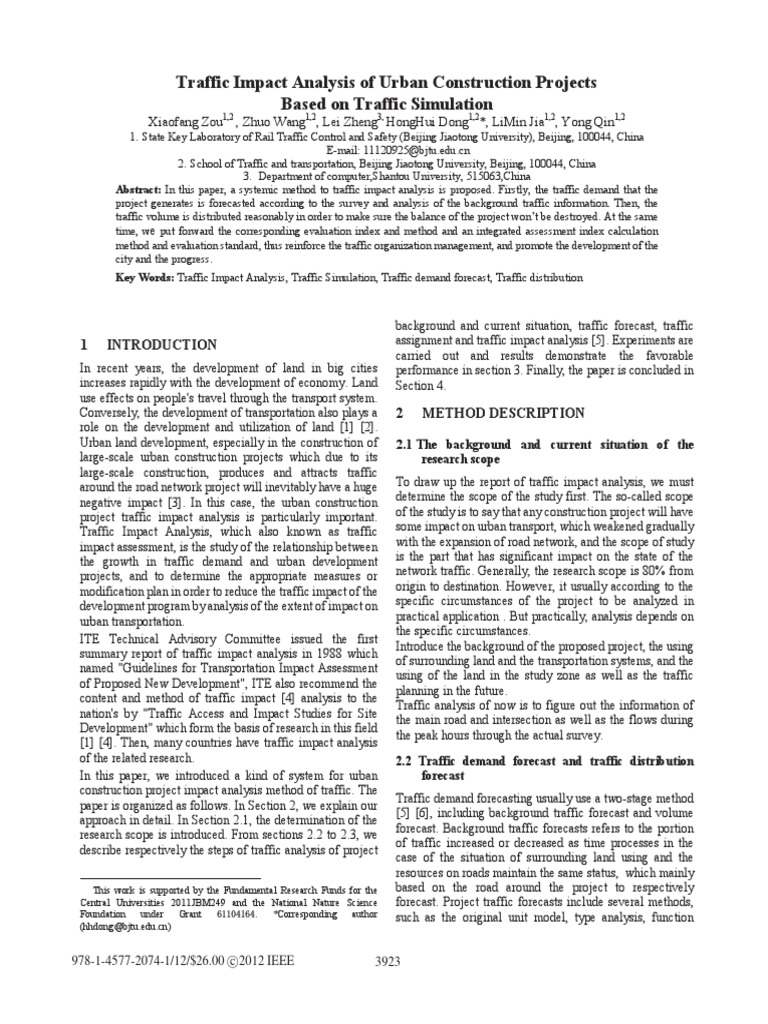 Traffic Impact Analysis of Urban Construction Projects Based On Traffic ...