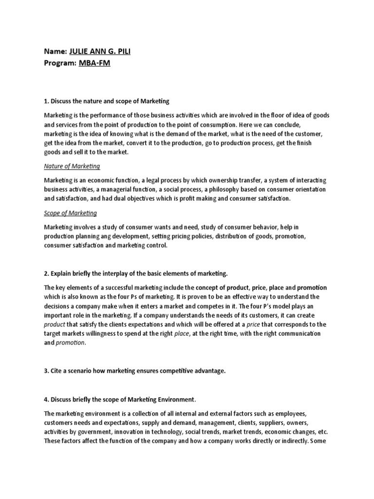Nature and Scope of Marketing | PDF | Marketing | Corporate Social ...