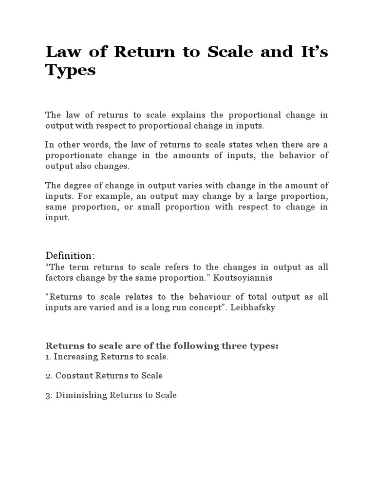 Understanding Returns to Scale | PDF | Secondary Sector Of The Economy ...