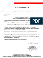 Attestation D'inscription - Monsieur Gradit Tendresse MOUKOUNI