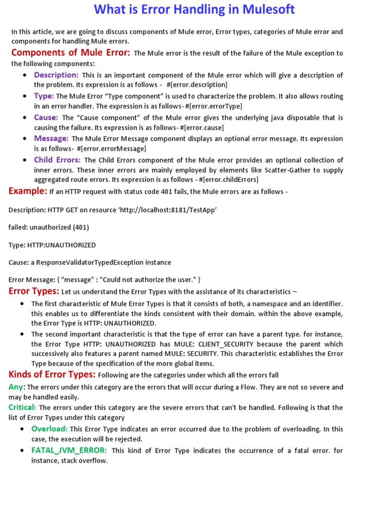 Mulesoft Error Handling Overview | PDF | Computer Architecture | Computing