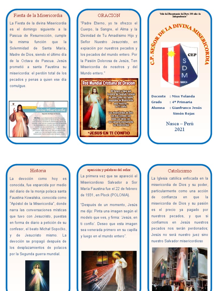 Triptico Señor de La Divina Misericordia | PDF | María, madre de Jesús ...