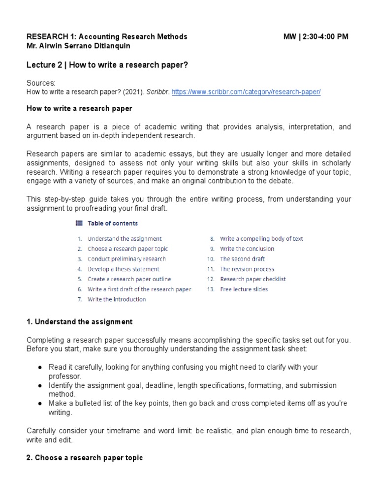 PRE - Lecture 2 - How To Write A Research Paper | PDF | Citation ...