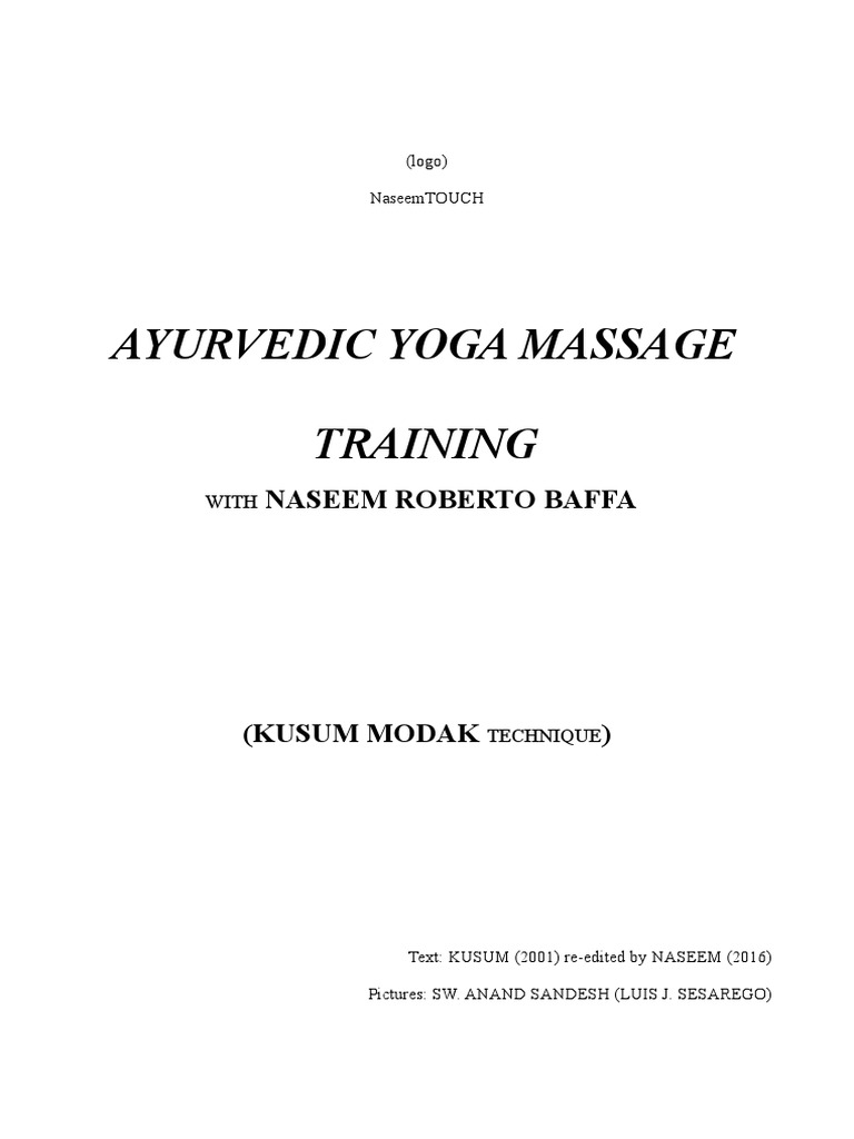 Ayurvedic Yoga Massage Training Naseem Roberto Baffa PDF Foot Hand