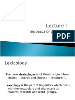The Object of Lexicology