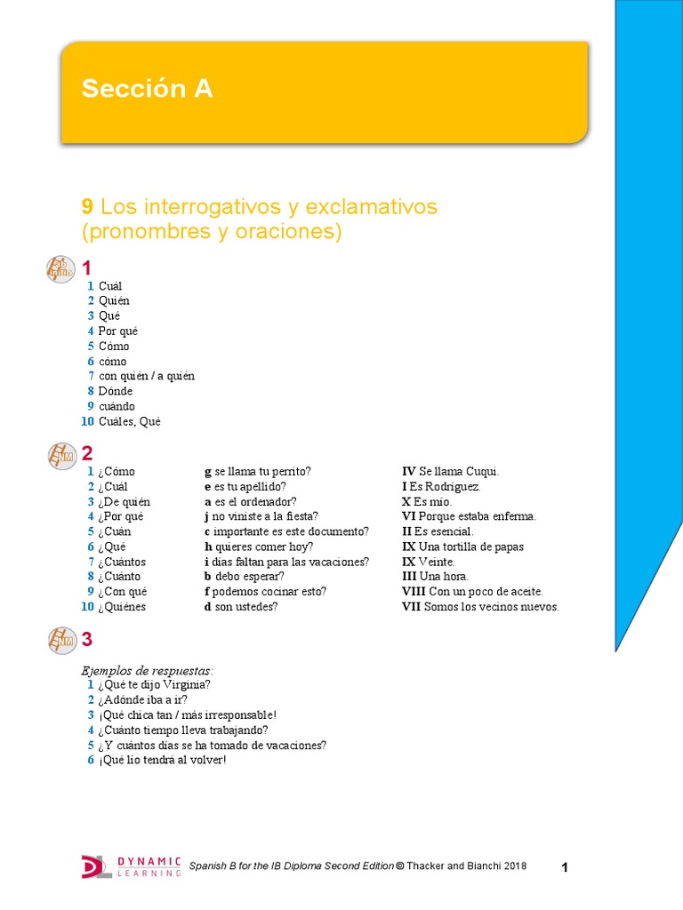 A. 9. Los Interrogativos y Exclamativos (Pronombres y Oraciones) | PDF