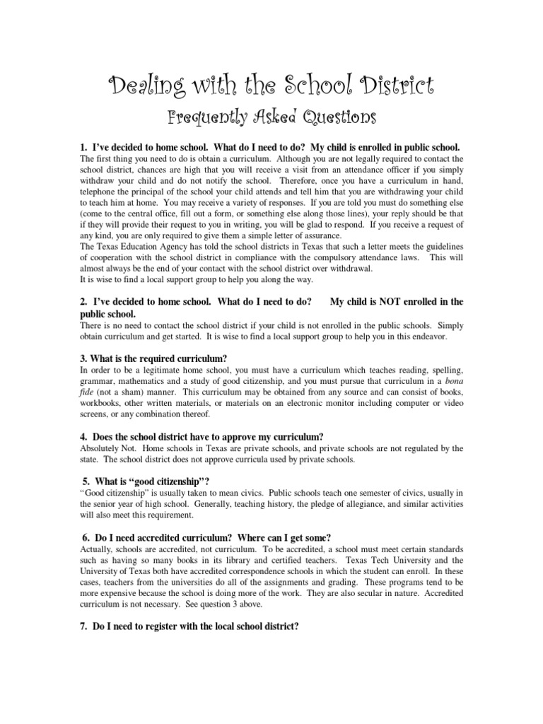 A Guide to Homeschooling in Texas Answering Frequently Asked Questions