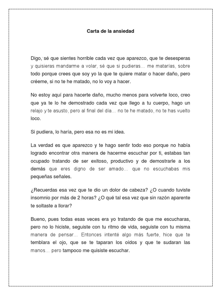 Carta de La Ansiedad PDF