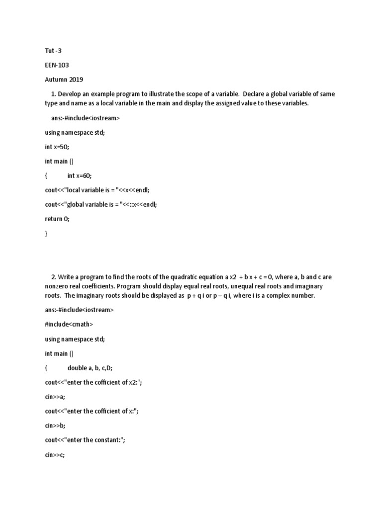 Tut3 | PDF | Mathematics | Elementary Mathematics