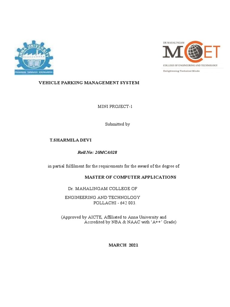 Vehicle Parking Management System Pdf My Sql Php