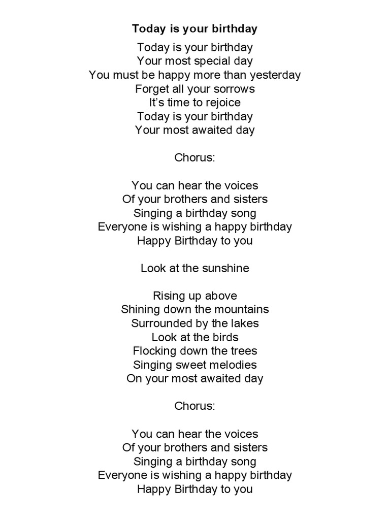 Today Is Your Birthday PDF