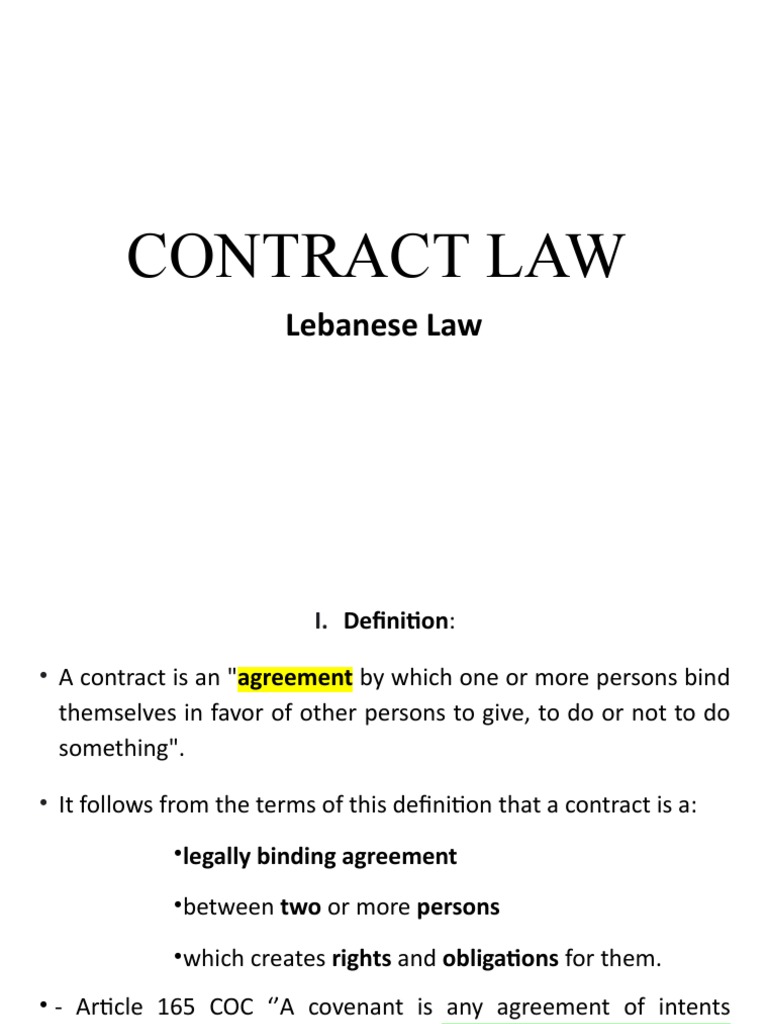 Contract Law Lebanon | PDF | Offer And Acceptance | Annulment