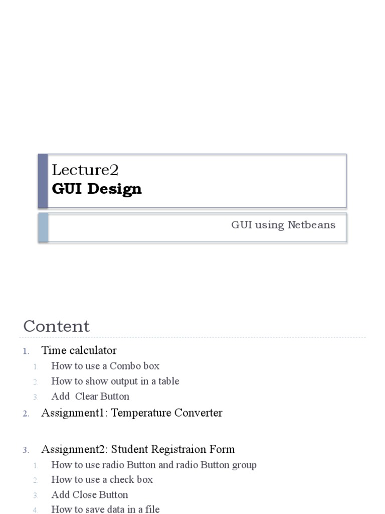 GUI Design with NetBeans | PDF | Fahrenheit | Programming