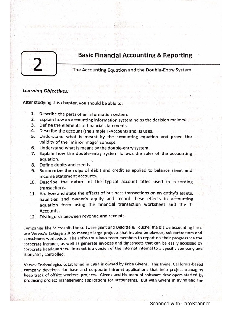 Chapter 2 The Accounting Equation And Double Entry System Pdf