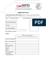 Application Form: 1. Personal Data and Contact Details